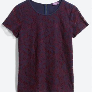 Market & Spruce "Hans" Crochet Front Mixed Material Top